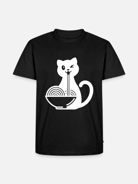 Ramen Cat Japanese Noodle Soup - Men's Premium Organic T-Shirt - black