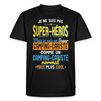 Pas un Super-Héros mais un super Camping-Cariste - T-shirt Premium bio Homme - noir - Devant - Nico (187cm)