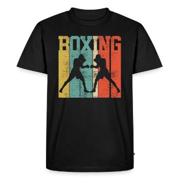 Boxe rétro - T-shirt Premium bio Homme - noir - Devant - Nico (187cm)