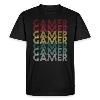 Joueur joueur joueur - T-shirt Premium bio Homme - noir - Devant - Nico (187cm)