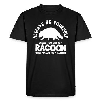 Raccoon Inspirational - Men's Premium Organic T-Shirt - black - Front - Nico (187cm)