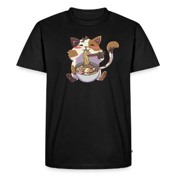 Ramen Neko Cat Kawaii - Men's Premium Organic T-Shirt - black - Front - Nico (187cm)