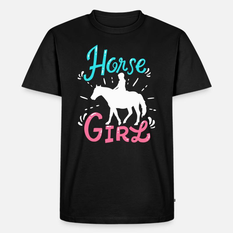 Pferd Mädchen - Männer Premium Bio T-Shirt - Schwarz