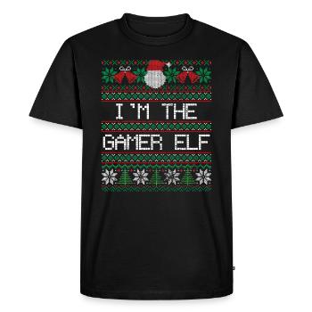 Elfe gamer de noël - T-shirt Premium bio Homme - noir - Devant - Nico (187cm)