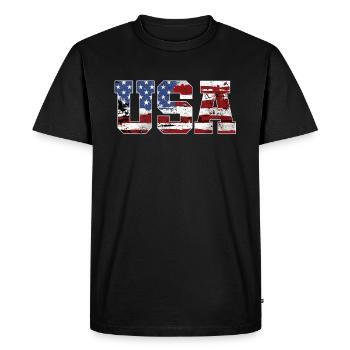 USA drapeau américain - T-shirt Premium bio Homme - noir - Devant - Nico (187cm)