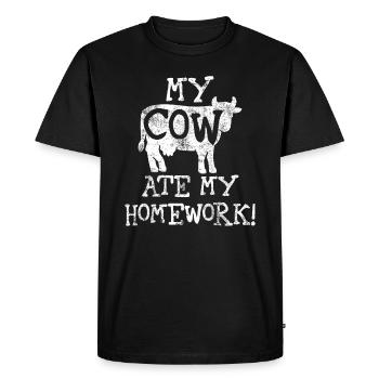 Vache de retour à l'école - T-shirt Premium bio Homme - noir - Devant - Nico (187cm)