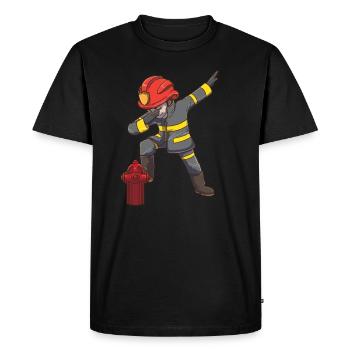 Pompier pompier - T-shirt Premium bio Homme - noir - Devant - Nico (187cm)