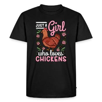Poulet poule poulailler - T-shirt Premium bio Homme - noir - Devant - Nico (187cm)