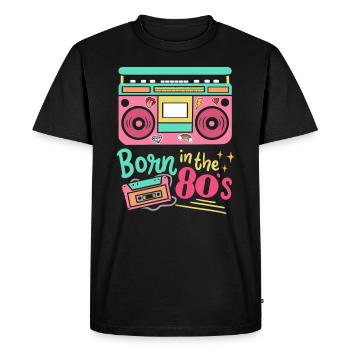 80s Born in the 80s - Men's Premium Organic T-Shirt - black - Front - Nico (187cm)