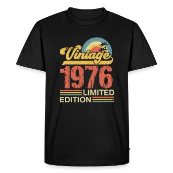 Vintage 1976 - Men's Premium Organic T-Shirt - black - Front - Nico (187cm)
