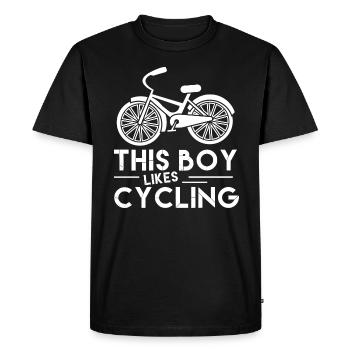 Un garçon aime faire du vélo de course cardio - T-shirt Premium bio Homme - noir - Devant - Nico (187cm)