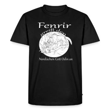 Fenrir attacks Norse god Odin - Men's Premium Organic T-Shirt - black - Front - Nico (187cm)