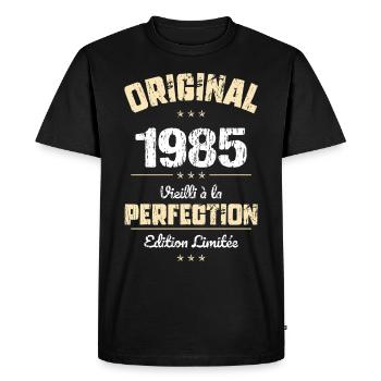 Anniversaire 40 ans - Original - 1985 - T-shirt Premium bio Homme - noir - Devant - Nico (187cm)