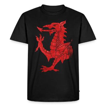 Welsh Dragon Rampant - Men's Premium Organic T-Shirt - black - Front - Nico (187cm)