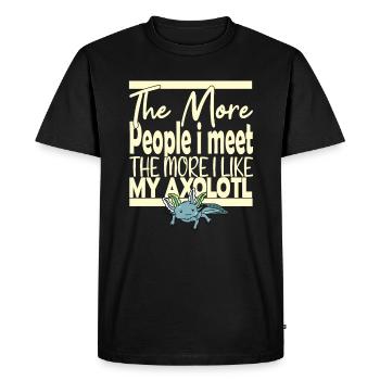 Plus de gens que je rencontre Axolotl - T-shirt Premium bio Homme - noir - Devant - Nico (187cm)