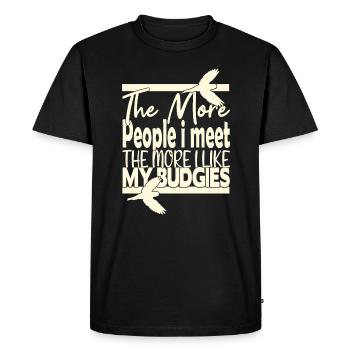 The More People i Meet The More i Like My Budgies - Men's Premium Organic T-Shirt - black - Front - Nico (187cm)