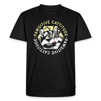 CATTITUDE DE CHAT PAWSITIVE - T-shirt Premium bio Homme - noir - Devant - Nico (187cm)