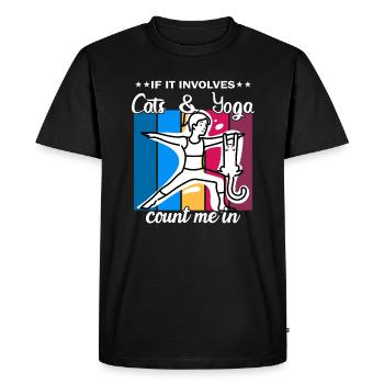 If It Involves Cats & Yoga count me in - Men's Premium Organic T-Shirt - black - Front - Nico (187cm)