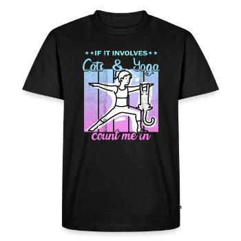 If It Involves Cats & Yoga count me in - Men's Premium Organic T-Shirt - black - Front - Nico (187cm)