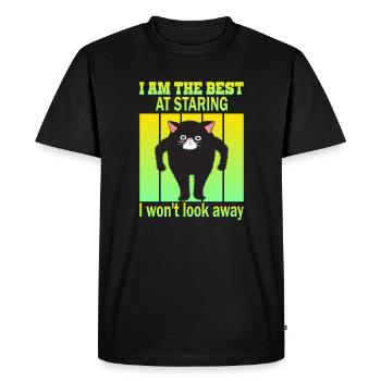 Chat qui regarde - Chats qui regardent - T-shirt Premium bio Homme - noir - Devant - Nico (187cm)