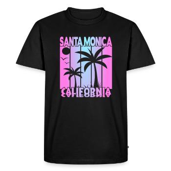 Coucher de soleil à Santa Monica en Californie - T-shirt Premium bio Homme - noir - Devant - Nico (187cm)