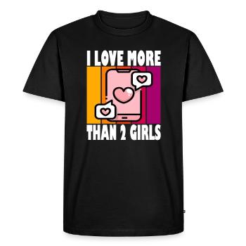 J’aime plus de 2 filles - Polyamor - T-shirt Premium bio Homme - noir - Devant - Nico (187cm)