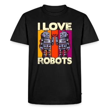 I love Robots - Men's Premium Organic T-Shirt - black - Front - Nico (187cm)