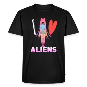 I love aliens - Men's Premium Organic T-Shirt - black - Front - Nico (187cm)