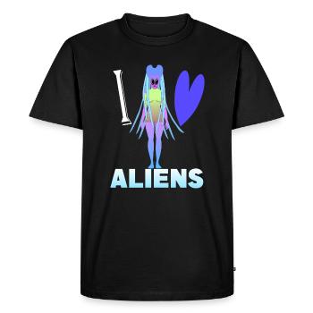 I love aliens - Men's Premium Organic T-Shirt - black - Front - Nico (187cm)