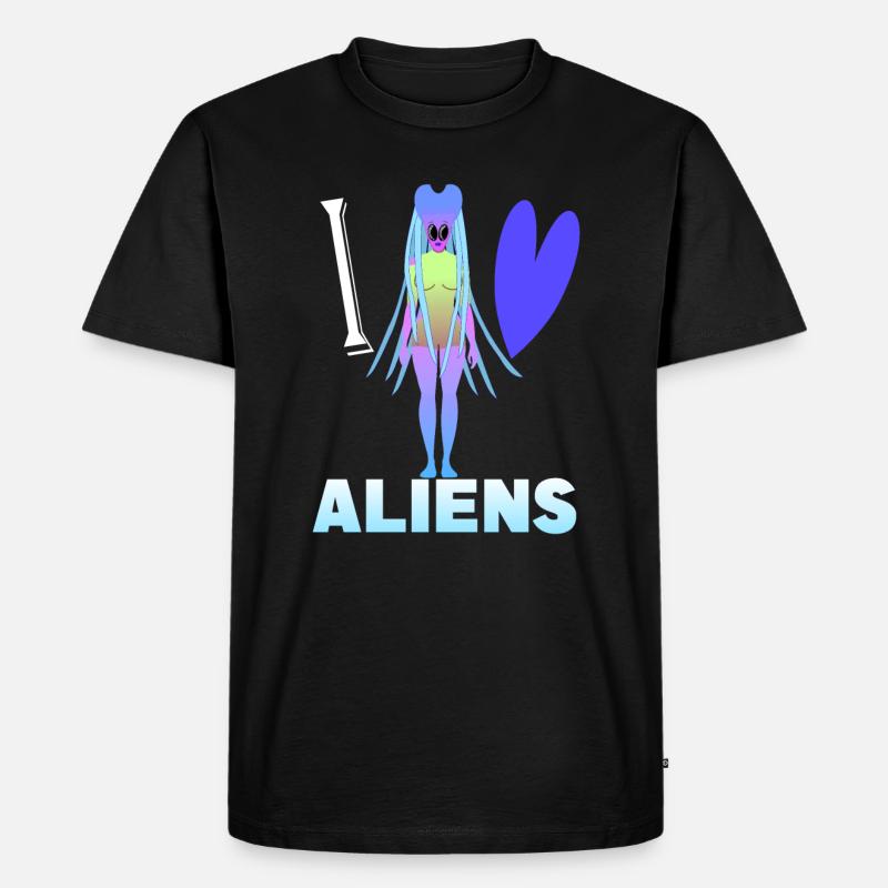 Ich liebe Aliens - Männer Premium Bio T-Shirt - Schwarz