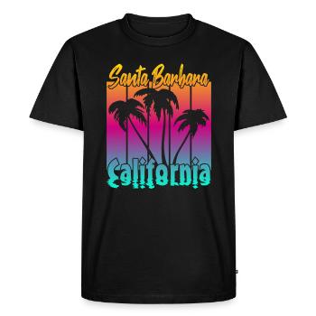 Vintage Santa Barbara Coucher de soleil - T-shirt Premium bio Homme - noir - Devant - Nico (187cm)