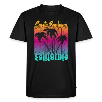 Vintage Santa Barbara Coucher de soleil - T-shirt Premium bio Homme - noir - Devant - Nico (187cm)