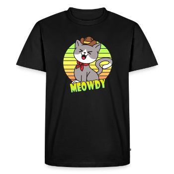 Meowdy Cowboy Cat - Men's Premium Organic T-Shirt - black - Front - Nico (187cm)