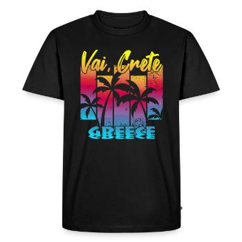 Vai Crète Grèce - T-shirt Premium bio Homme - noir - Devant - Nico (187cm)