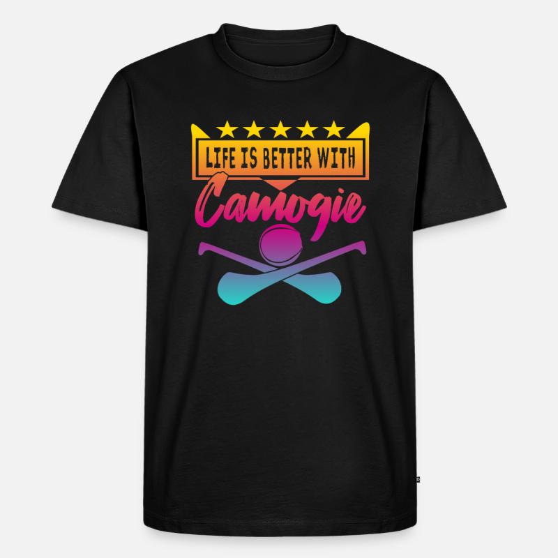 Life is better with Camogie - Männer Premium Bio T-Shirt - Schwarz
