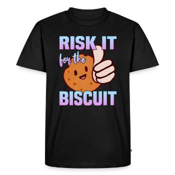 Risk it for the Biscuit - Men's Premium Organic T-Shirt - black - Front - Nico (187cm)