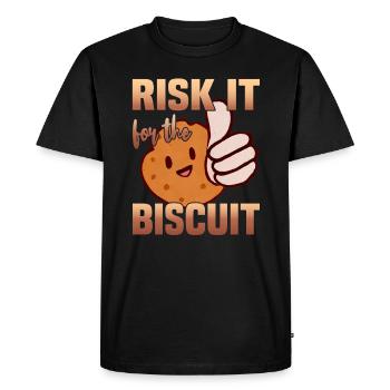 Risk it for the Biscuit - Men's Premium Organic T-Shirt - black - Front - Nico (187cm)
