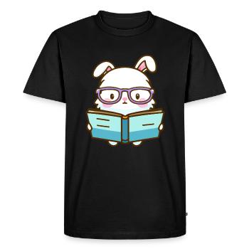 Lapin rat de bibliothèque - T-shirt Premium bio Homme - noir - Devant - Nico (187cm)