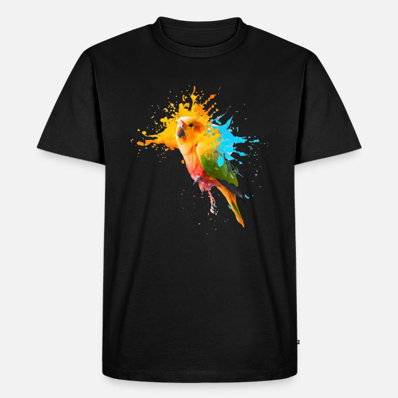 Papagei - Farbexplosion - Männer Premium Bio T-Shirt - Schwarz