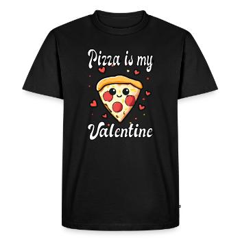 La pizza est ma Saint-Valentin - T-shirt Premium bio Homme - noir - Devant - Nico (187cm)