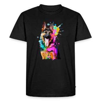 Splashes of colour German Shepherd - Men's Premium Organic T-Shirt - black - Front - Nico (187cm)