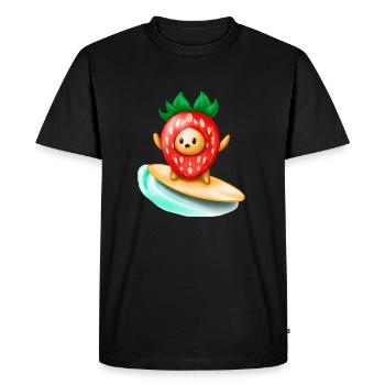 Surfing Strawberry - Fruit Adventure - T-shirt Premium bio Homme - noir - Devant - Nico (187cm)