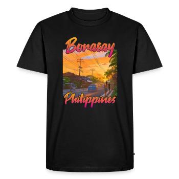 Boracay Sunset - Men's Premium Organic T-Shirt - black - Front - Nico (187cm)