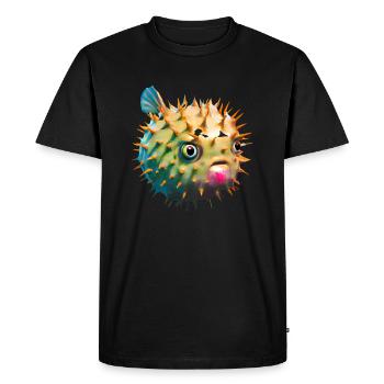 Poisson-globe gonflé - T-shirt Premium bio Homme - noir - Devant - Nico (187cm)