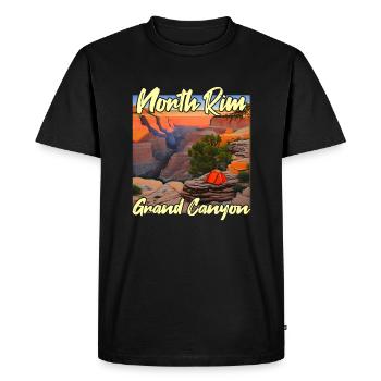 Coucher de soleil sur la rive nord du Grand Canyon - T-shirt Premium bio Homme - noir - Devant - Nico (187cm)