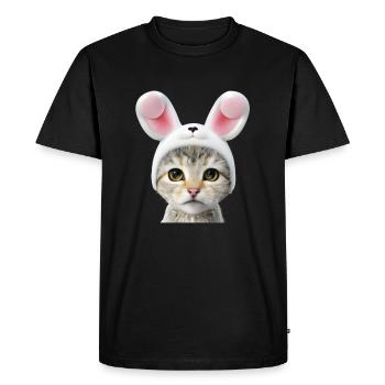 Chat avec oreilles de lapin - T-shirt Premium bio Homme - noir - Devant - Nico (187cm)