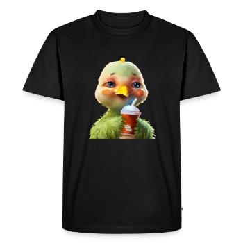 Cute chicken with soft drink - Men's Premium Organic T-Shirt - black - Front - Nico (187cm)