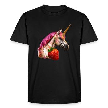 Strawberry Unicorn Design - Men's Premium Organic T-Shirt - black - Front - Nico (187cm)