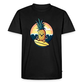Kawaii pineapple on in the sunset - Men's Premium Organic T-Shirt - black - Front - Nico (187cm)