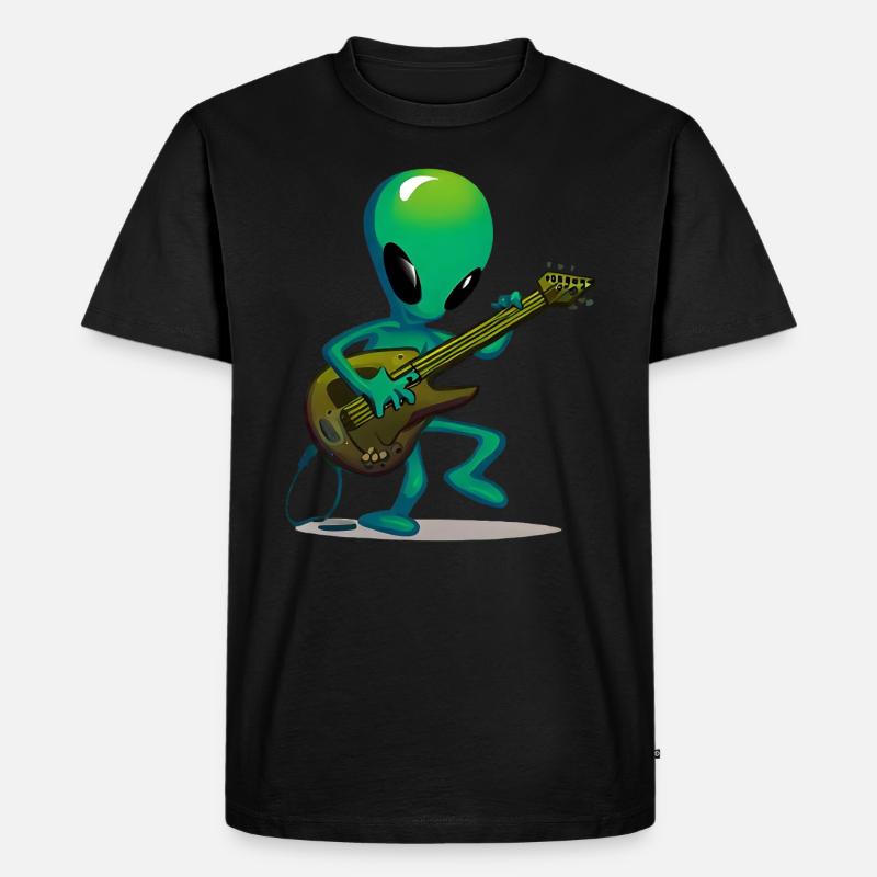 Alien Gitarrist - Männer Premium Bio T-Shirt - Schwarz